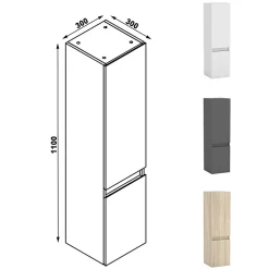 AICA Sanitaire Ensemble meuble + vasque + miroir lumineux + colonne 100cm meuble salle de bain Anthracite* Ensemble Meuble De Salle De Bains