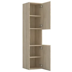 AICA Sanitaire Ensemble meuble 2 vasque L.120cm 4 tiroirs + lavabo + LED miroir + colonne,chêne design