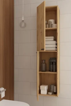 Cosyneo Ensemble meuble de salle de bain 80cm vasque déportée + colonne de rangement - KING - Roble (chêne clair)* Ensemble Meuble De Salle De Bains
