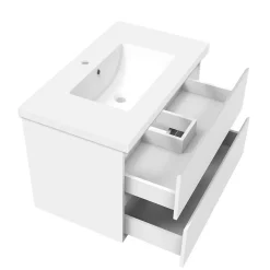 AICA Sanitaire Ensemble meuble de salle de bain 80cm, vasque céramique + colonne + miroir lumineux, blanc* Ensemble Meuble De Salle De Bains