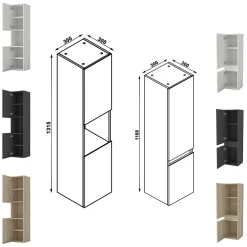 AICA Sanitaire Ensemble meuble de salle de bains 80cm, simple vasque et colonne et LED miroir,blanc