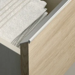Cosyneo Ensemble meuble de salle de bain 100cm simple vasque + colonne de rangement PALMA - bambou (chêne clair)