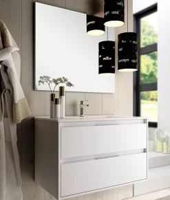 Cosyneo Ensemble meuble de salle de bain 80cm simple vasque + colonne de rangement IRIS - blanc