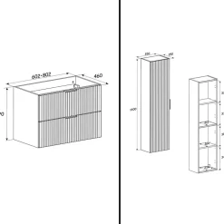 Otitec Ensemble meuble de salle de bain de 80 cm - avec plan - avec vasque - avec Miroir - LIVA OAK* Meuble Sous Lavabo