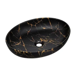Petits-Meubles Ensemble meuble double vasque 140cm 2 niches miroirs LED et colonne Gaia Bois et Noir - Vasque Noir