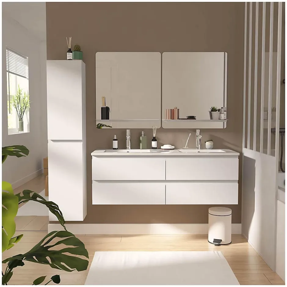 Mob-In Ensemble meuble double vasque SORRENTO 120cm avec plan céramique* Ensemble Meuble De Salle De Bains