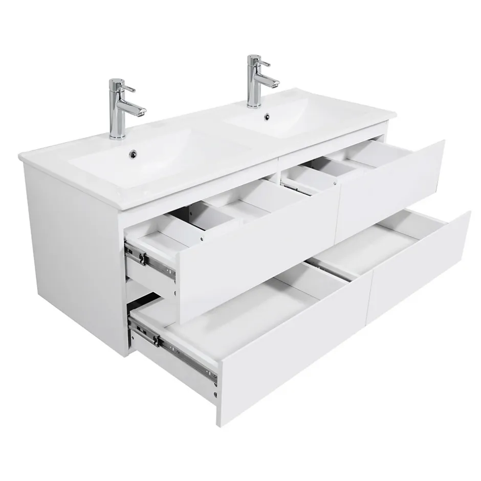 Mob-In Ensemble meuble double vasque SORRENTO 120cm avec plan céramique* Ensemble Meuble De Salle De Bains