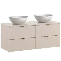 Petits-Meubles Ensemble meuble double vasque 120cm et colonne Azel Cachemire