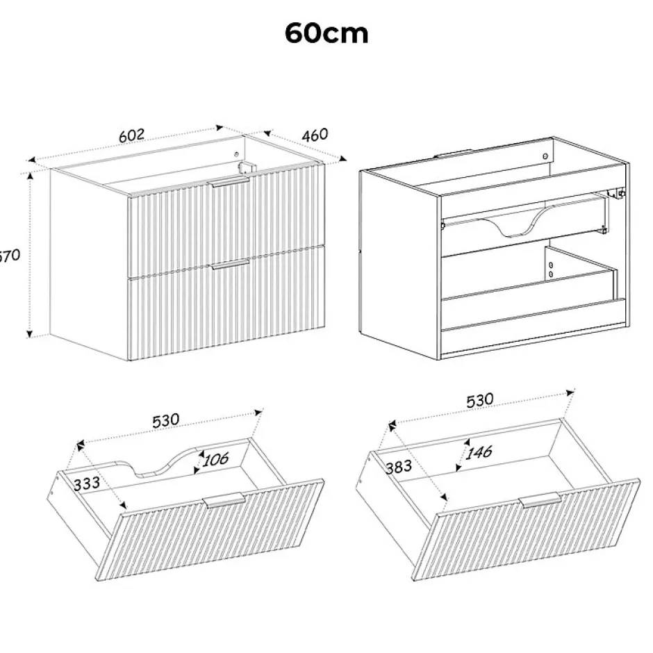 Petits-Meubles Ensemble meuble double vasque encastree 120cm et colonne Gaia Bois