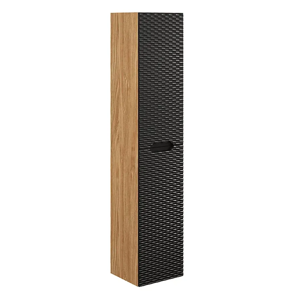 Petits-Meubles Ensemble meuble double vasque 120cm 4 tiroirs et colonne Elora Noir et bois Cloud