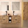 Petits-Meubles Ensemble meuble double vasque 140cm 2 niches et colonne Teren Bois* Ensemble Meuble De Salle De Bains