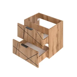Petits-Meubles Ensemble meuble double vasque 140cm 2 niches et colonne Teren Bois* Ensemble Meuble De Salle De Bains