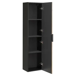 Petits-Meubles Ensemble meuble double vasque 140cm 2 niches et colonne Gaia Bois et Noir - Vasque Noir* Ensemble Meuble De Salle De Bains