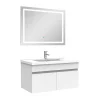 AICA Sanitaire Ensemble meuble et vasque et miroir lumineux 80cm meuble salle de bain Blanc