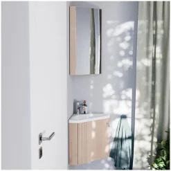 Mob-In Ensemble meuble lave-mains d'angle décor chêne KODA + armoire miroir* Lave-Mains