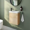 Homesight Ensemble meuble lave-mains Java effet chêne clair et jute l.44 cm + plan vasque lave-mains terrazzo* Lave-Mains