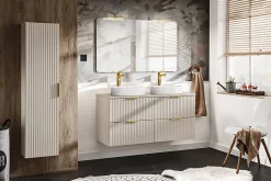 Furnidea Ensemble meuble lave-mains suspendu ADEL cachemire avec le lavabo FIKA 40 cm