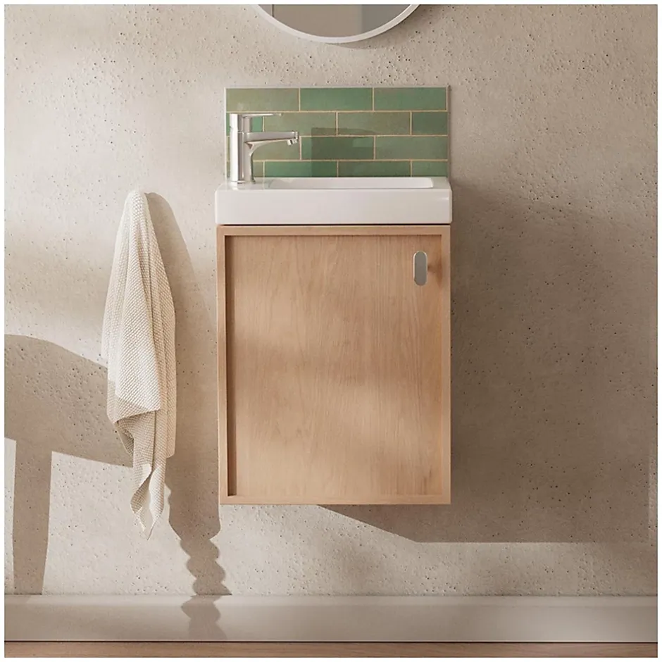 Mob-In Ensemble meuble lave-mains décor chêne FRAME + robinet* Lave-Mains