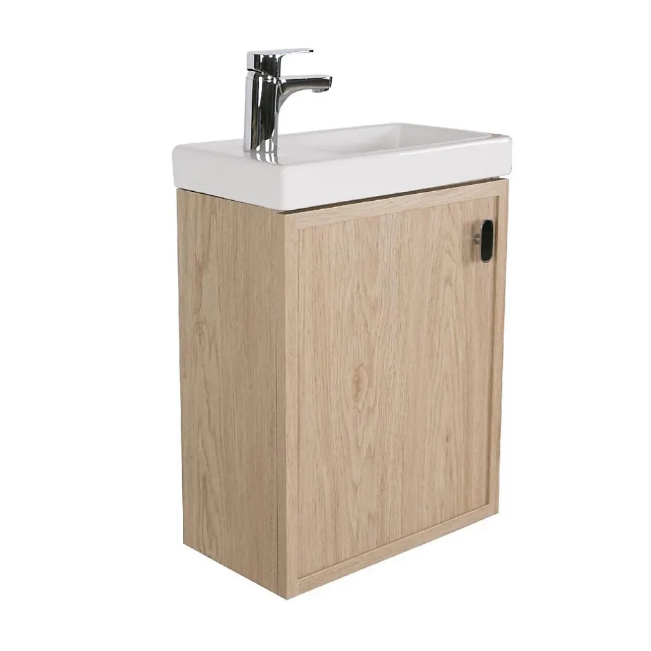 Mob-In Ensemble meuble lave-mains décor chêne FRAME + robinet* Lave-Mains