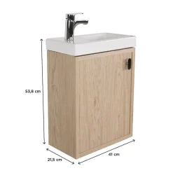 Mob-In Ensemble meuble lave-mains décor chêne FRAME + robinet* Lave-Mains