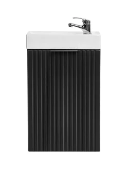 Furnidea Ensemble meuble lave-mains suspendu ADEL noir avec le lavabo FIKA 40 cm