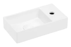 Furnidea Ensemble meuble lave-mains suspendu ADEL noir avec le lavabo FIKA 40 cm