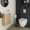 GoodHome Ensemble meuble lave-mains Imandra effet chêne l.44 cm + plan vasque lave-mains blanc en céramique Nira