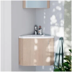 Mob-In Ensemble meuble lave-mains d'angle décor chêne KODA + robinet* Lave-Mains