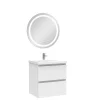 AICA Sanitaire Ensemble meuble Salle de Bain 50cm Blanc simple vasque + miroir lumineux rond* Ensemble Meuble De Salle De Bains