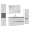 AICA Sanitaire Ensemble meuble Salle de Bain 100cm avec colonne et miroir lumineux 3 couleurs blanc* Ensemble Meuble De Salle De Bains