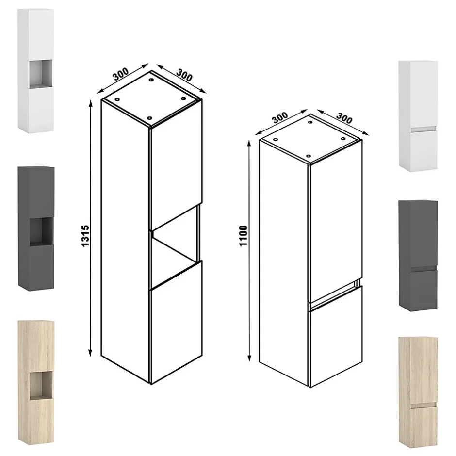 AICA Sanitaire Ensemble meuble Salle de Bain 100cm avec colonne et miroir lumineux 3 couleurs blanc* Ensemble Meuble De Salle De Bains