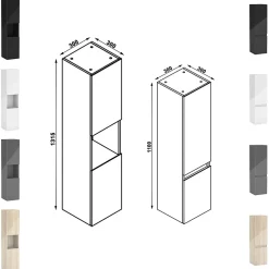 AICA Sanitaire Ensemble meuble salle de bain 100 cm anthracite brillant avec 2 tiroirs, lavabo céramique simple + deux colonnes, suspendu* Ensemble Meuble De Salle De Bains