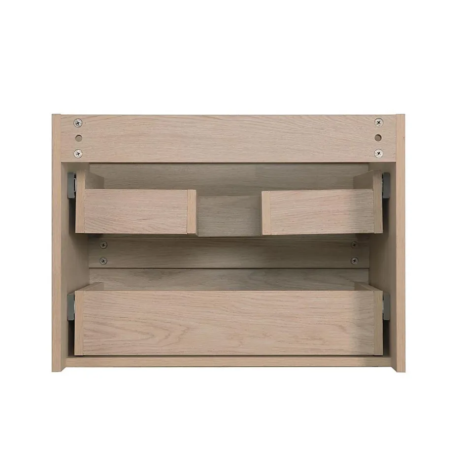 Mob-In Ensemble meuble simple vasque 60cm avec vasque et colonne SORRENTO Décor chêne