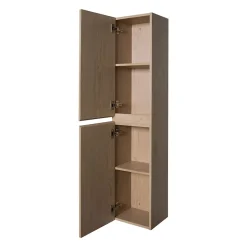 Mob-In Ensemble meuble simple vasque 60cm avec vasque et colonne SORRENTO Décor chêne