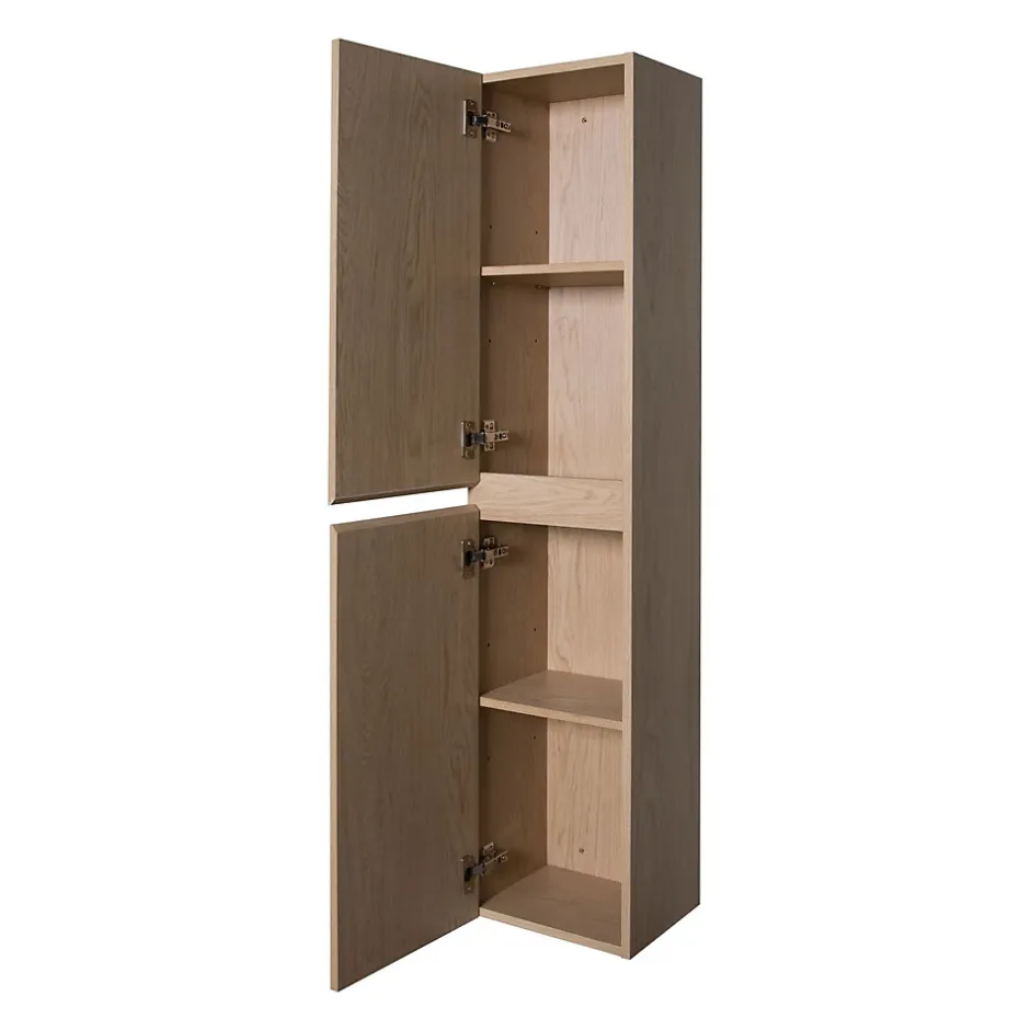 Mob-In Ensemble meuble simple vasque 60cm avec vasque et colonne SORRENTO Décor chêne