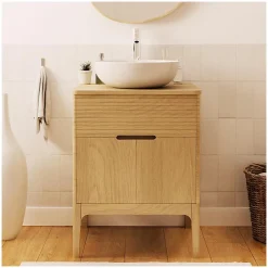 Mob-In Ensemble meuble simple vasque 60 cm chêne + vasque ALASKA