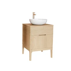 Mob-In Ensemble meuble simple vasque 60 cm chêne + vasque ALASKA