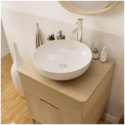 Mob-In Ensemble meuble simple vasque 60 cm chêne + vasque ALASKA