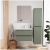 Mob-In Ensemble meuble simple vasque SORRENTO 60 cm + robinet + miroir + Colonne