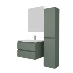 Mob-In Ensemble meuble simple vasque SORRENTO 60 cm + robinet + miroir + Colonne