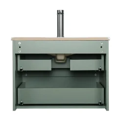 Mob-In Ensemble meuble simple vasque SORRENTO 60 cm + robinet + miroir + Colonne