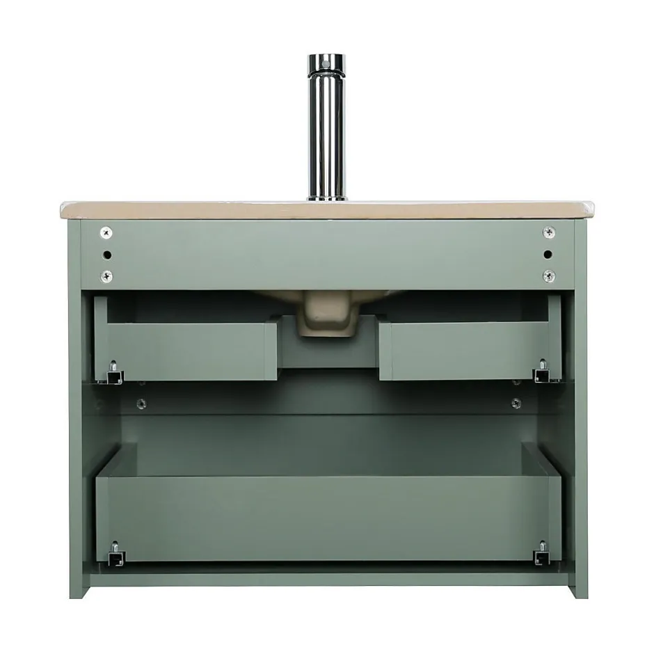 Mob-In Ensemble meuble simple vasque SORRENTO 60 cm + robinet + miroir + Colonne