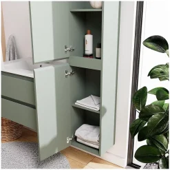 Mob-In Ensemble meuble simple vasque SORRENTO 60 cm + robinet + miroir + Colonne