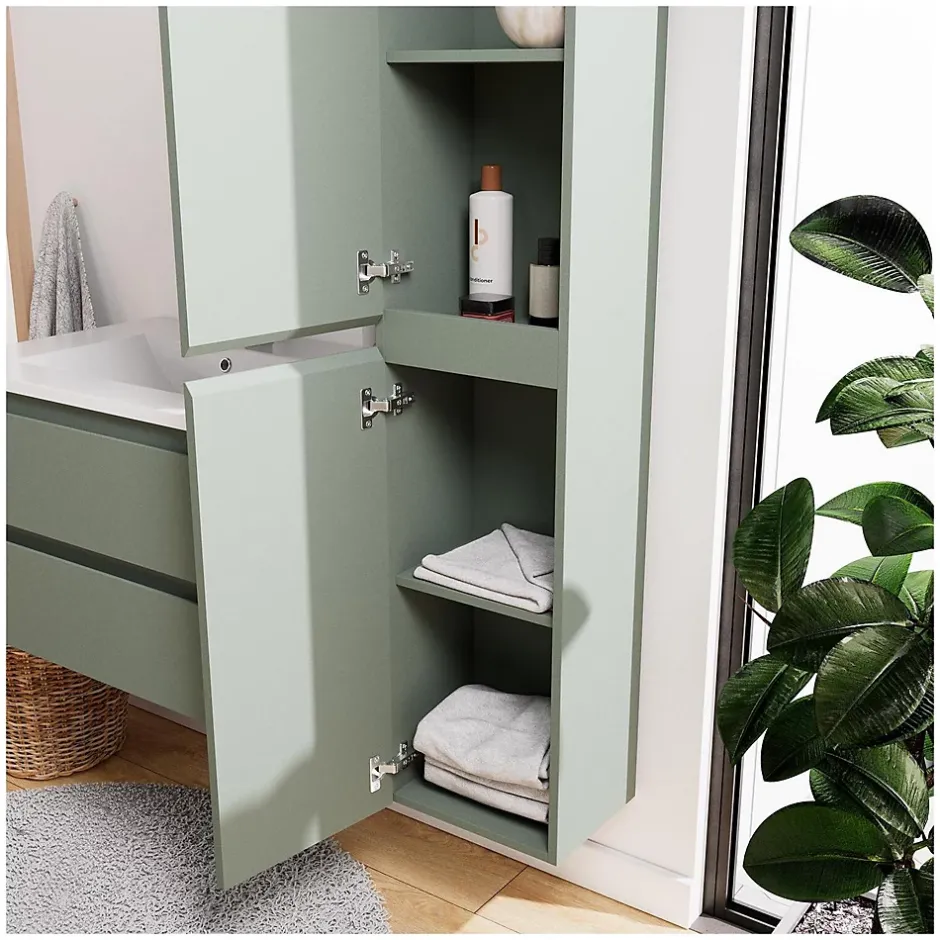 Mob-In Ensemble meuble simple vasque SORRENTO 60 cm + robinet + miroir + Colonne