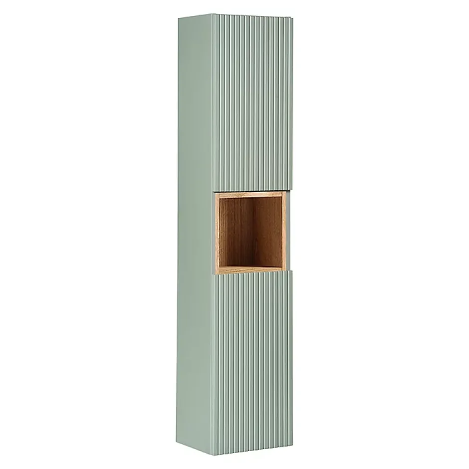 Petits-Meubles Ensemble meuble simple vasque encastree 60cm 2 tiroirs et colonne Jade Vert et Bois