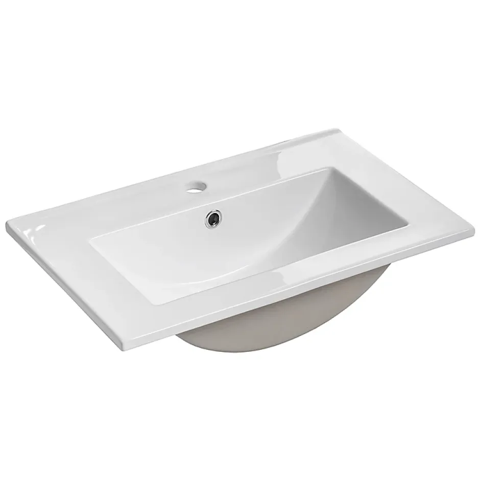 Petits-Meubles Ensemble meuble simple vasque encastree 60cm 2 tiroirs et colonne Jade Vert et Bois