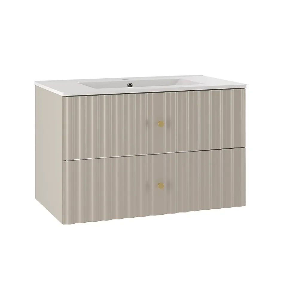 Petits-Meubles Ensemble meuble simple vasque encastree 80cm et colonne Izae Cachemire* Ensemble Meuble De Salle De Bains