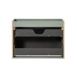 Petits-Meubles Ensemble meuble simple vasque 80cm 2 tiroirs miroir LED et colonne Jade Vert et Bois