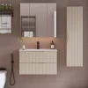Petits-Meubles Ensemble meuble simple vasque encastree 80cm et colonne Tao Cachemire