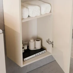 Petits-Meubles Ensemble meuble simple vasque encastree 80cm et colonne Sanae Beige sable